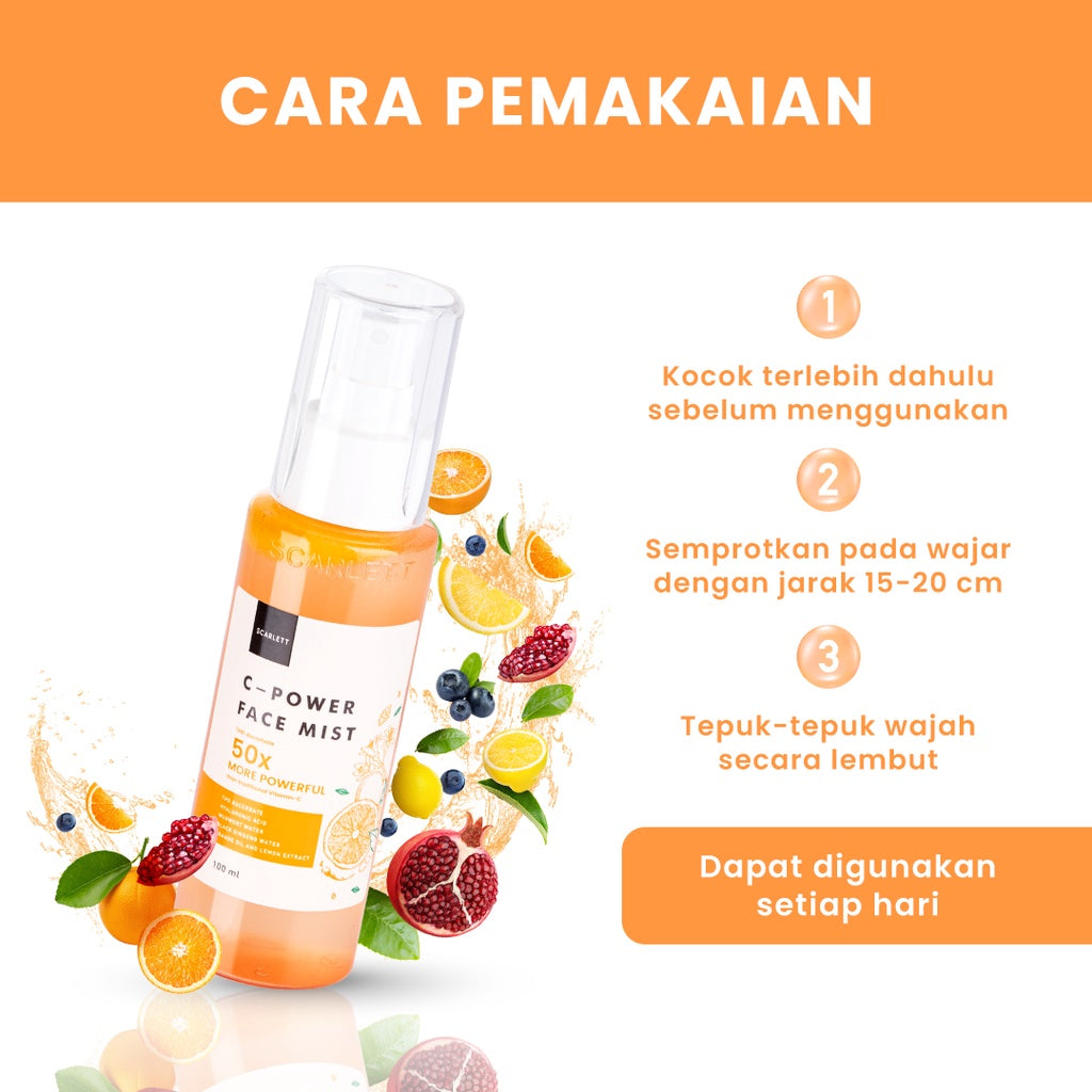 Scarlett Whitening C-Power Face Mist mencerahkan dan menyegarkan wajah
