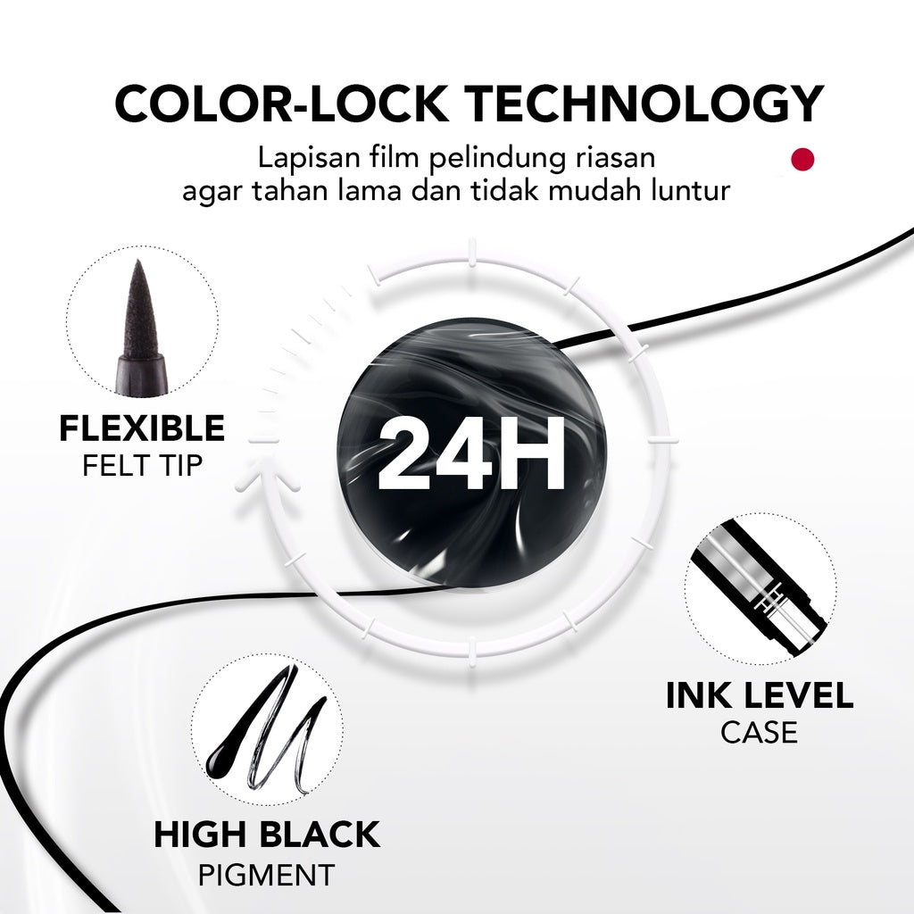 YOU Stay All Day Pen Eyeliner Waterproof Tahan Hingga 24 Jam Kosmetik Mata HItam