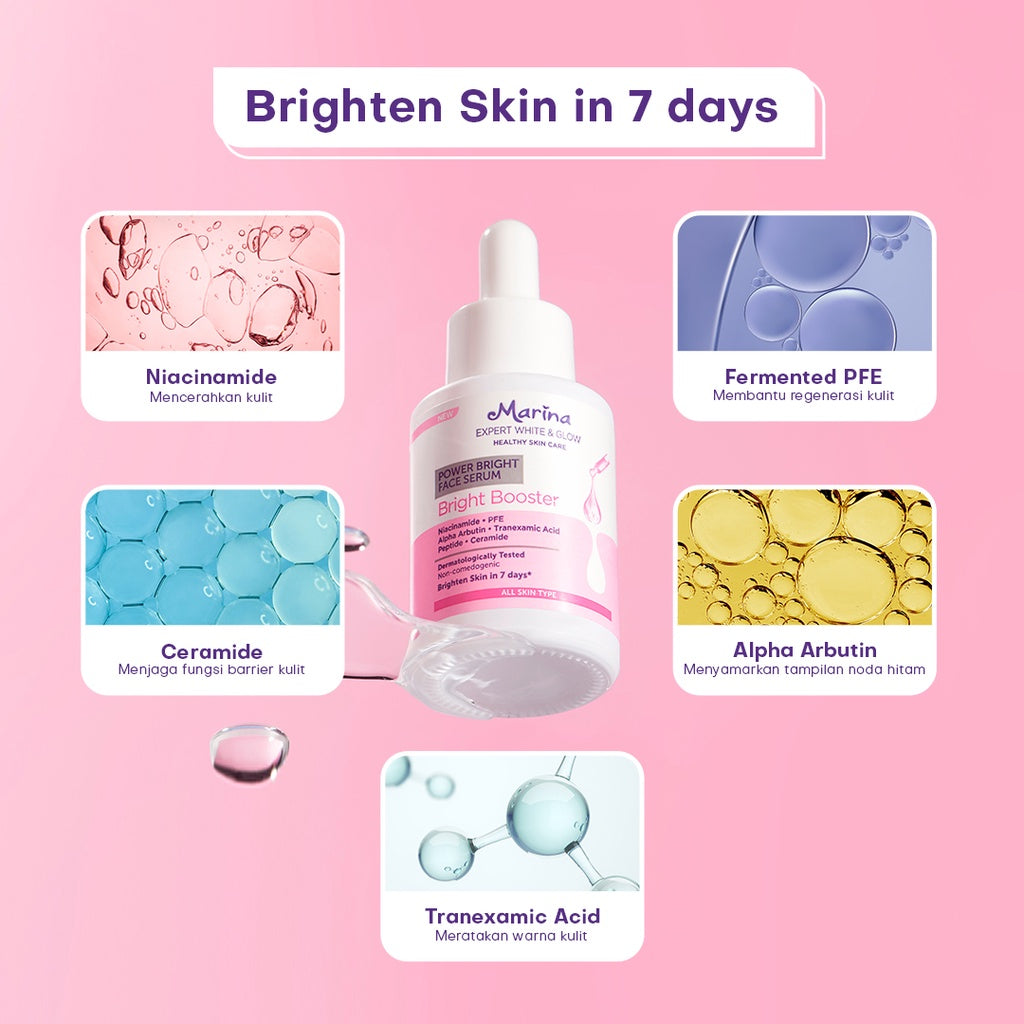 Marina Expert White & Glow Power Bright Face Serum – Bright Booster - Exp : 01.2027