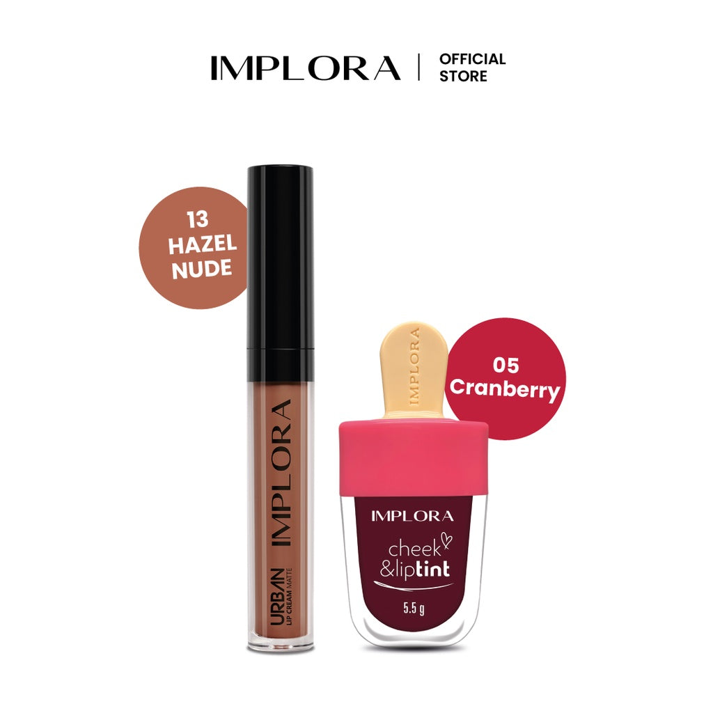 Implora Korean Matte Ombre Lips (Hazelnude Lip Cream + LipTint)