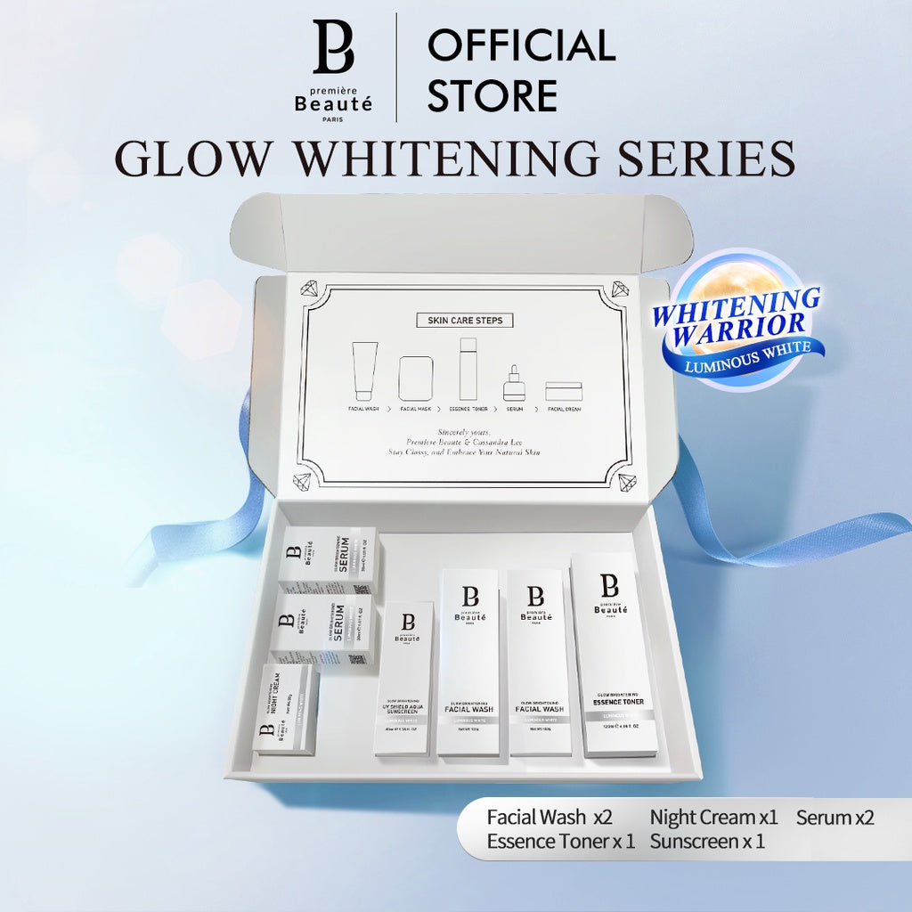 [New Year Gift] PREMIERE BEAUTE Glow Whitening Series Gift Box All Skincare Produk Packet Skincare Series Serum Essence Toner Facial Wash Night Cream Luminous White BPOM