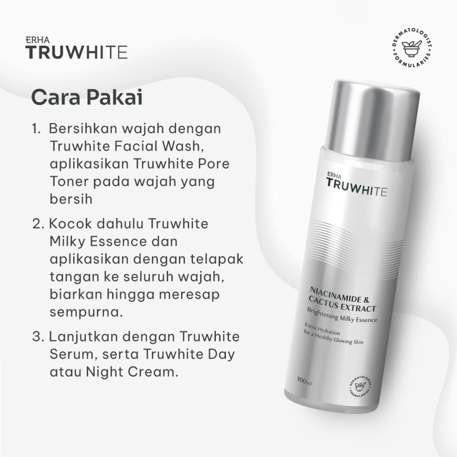 ERHA Truwhite Niacinamide & Cactus Extract Brightening Milky Essence - Essence Pencerah Wajah