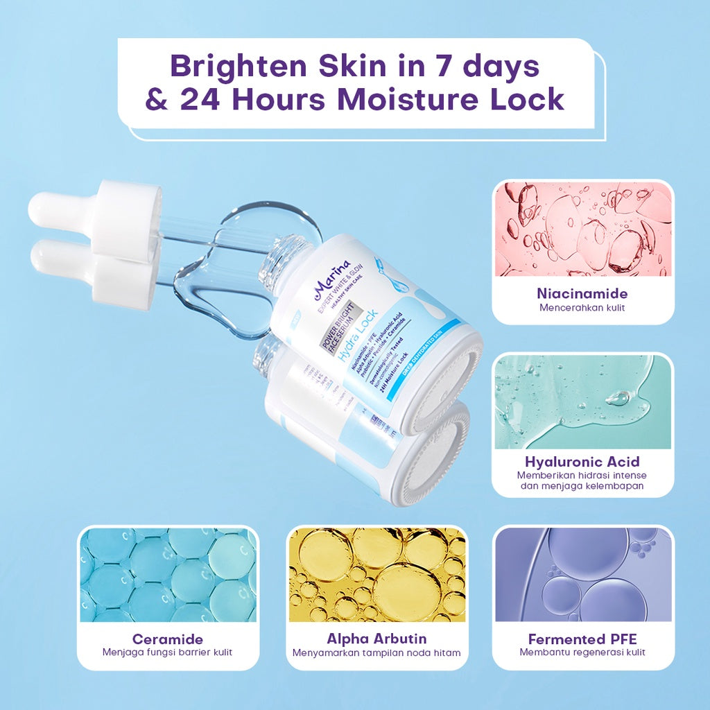 Marina Expert White & Glow Power Bright Face Serum – Hydra Lock - Exp : 02.2026