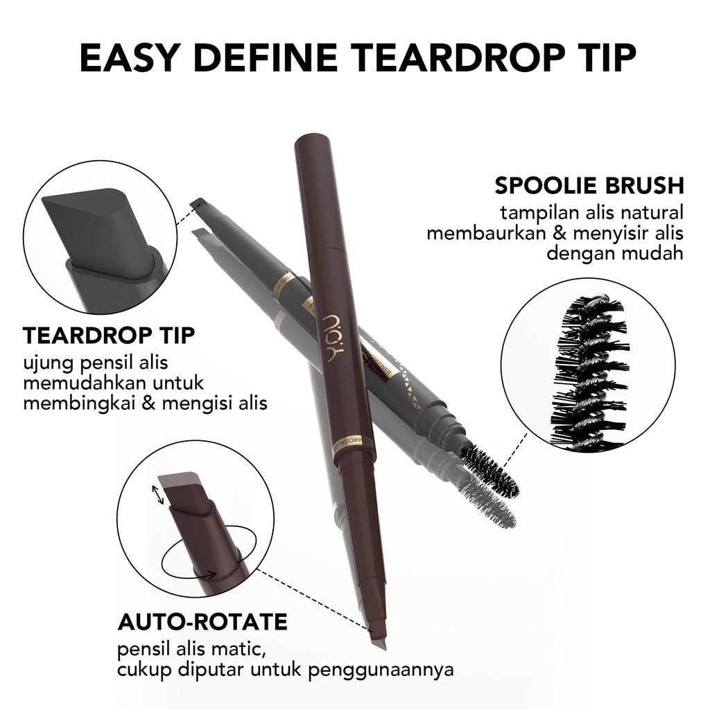 YOU Teardrop Brow Definer Pensil Alis Waterproof Pigmented Tahan Lama Makeup Mata