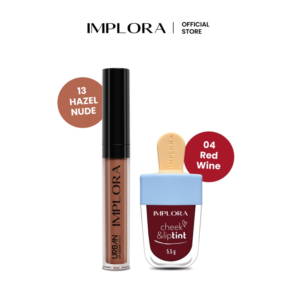 Implora Korean Matte Ombre Lips (Hazelnude Lip Cream + LipTint)