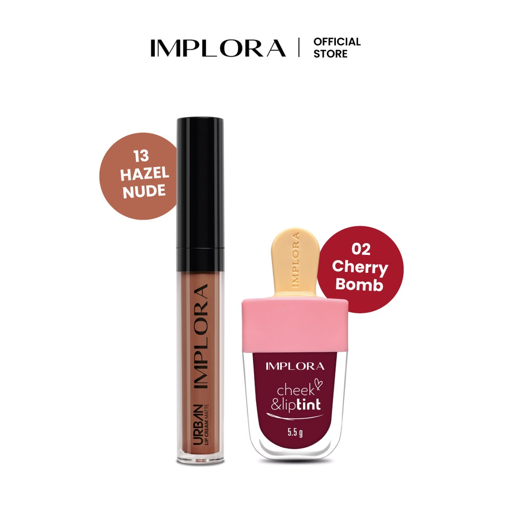 Implora Korean Matte Ombre Lips (Hazelnude Lip Cream + LipTint)