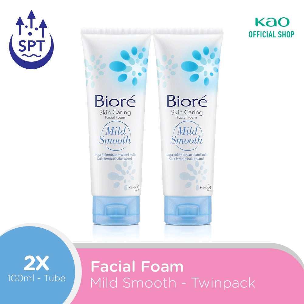 Biore Skin Caring Sabun Cuci Muka Untuk Kulit Kering Mild Smooth Natural Moisturizer 100 gr x 2