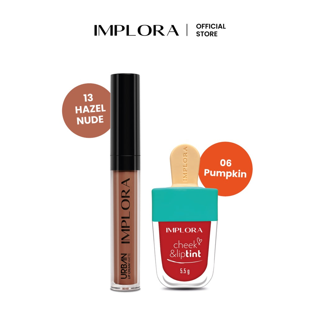 Implora Korean Matte Ombre Lips (Hazelnude Lip Cream + LipTint)