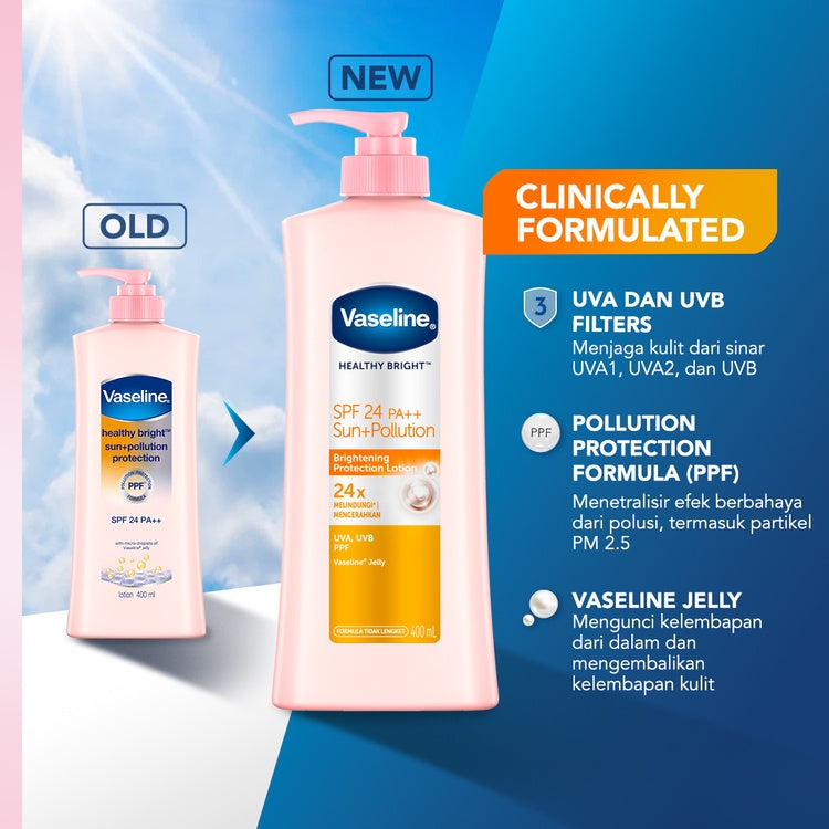 Vaseline Healthy Bright Sun + Pollution Protection Lotion SPF 24 PA++ 200 ml Twin Pack