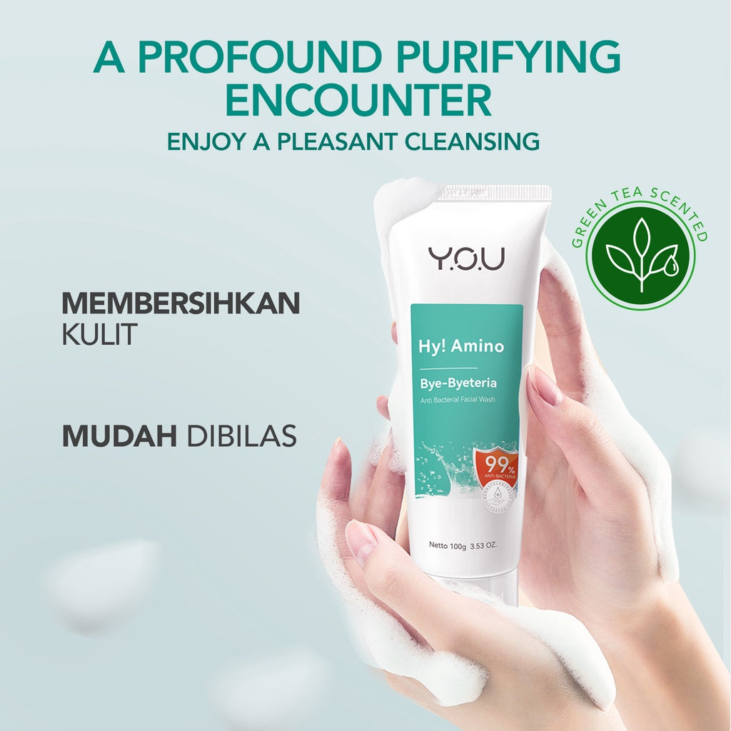 YOU Hy! Amino Bye-Byeteria Anti Bacterial Facial Wash Sabun Pembersih Wajah Hyaluronic Acid