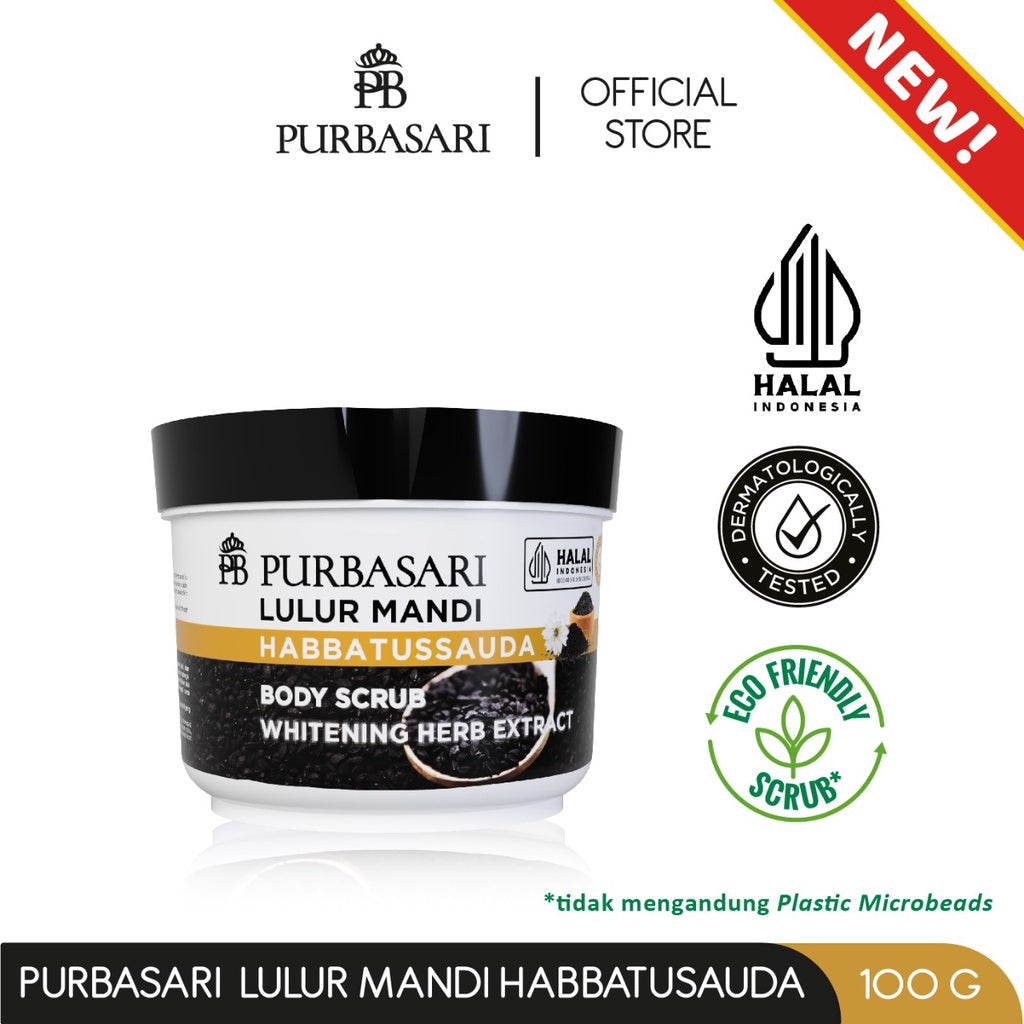 Purbasari Lulur Mandi Habbatussauda / Lulur Pemutih Whitening Pencerah / Lulur pelembab kulit / Lulur Badan perontok daki / Menyamarkan flek hitam / Melembabkan / Mencerahkan