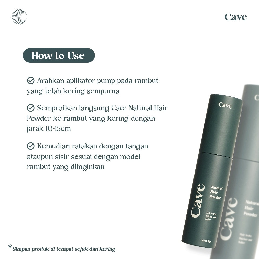 Cave Natural Hair Powder 10 gr - Bedak Styling Rambut Pria Membuat Bervolume Tebal & Anti Lepek
