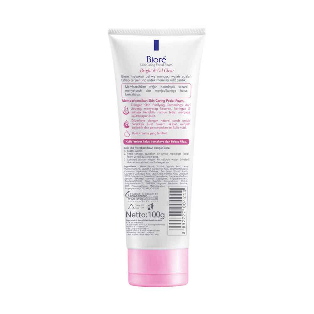 Biore Skin Caring Sabun Cuci Muka Untuk Kulit Berminyak Bright & Oil Clear Natural Scrub 100 gr x 2