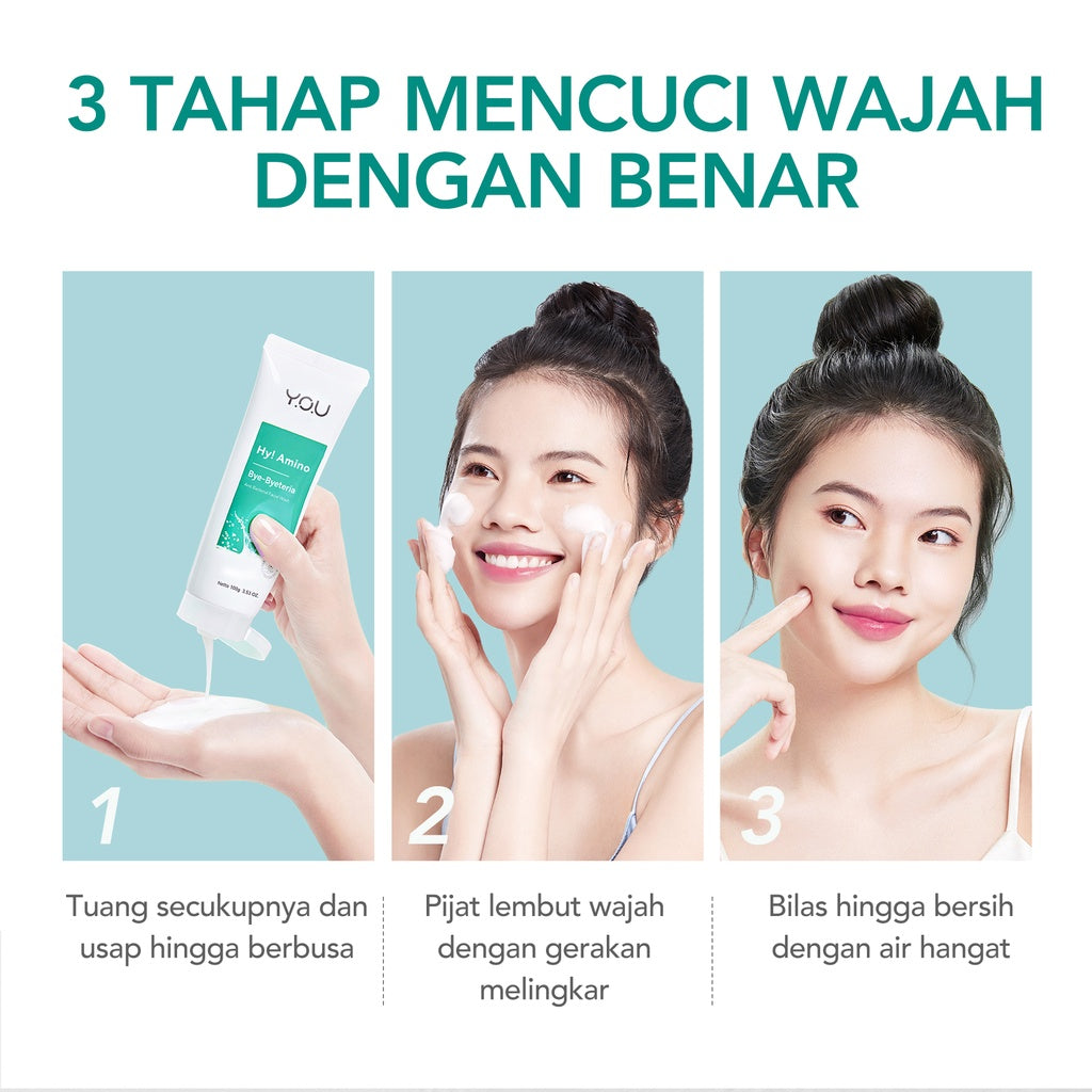 YOU Hy! Amino Bye-Byeteria Anti Bacterial Facial Wash Sabun Pembersih Wajah Hyaluronic Acid