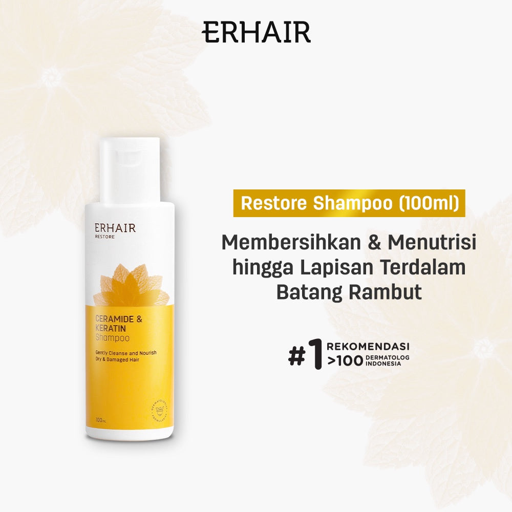 [ANTI FRIZZY] ERHAIR Restore Ceramide & Keratin Shampoo - Shampoo Rambut Kering & Rusak , Rambut berkilau, anti kusut | Ceramide & Keratin | Rambut berwarna