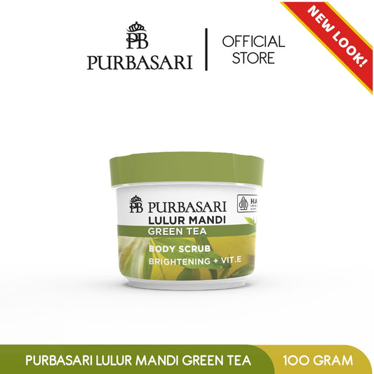 Purbasari Lulur Mandi Green Tea 100 gram / Lulur Pemutih Whitening Pencerah / Lulur pelembab kulit / Lulur Badan perontok daki / Menyamarkan flek hitam / Melembabkan / Mencerahkan