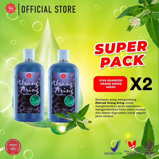 [Super Pack !!!] Viva Shampoo Urang Aring for Black Shine Hair - 400ml - (2 pcs)