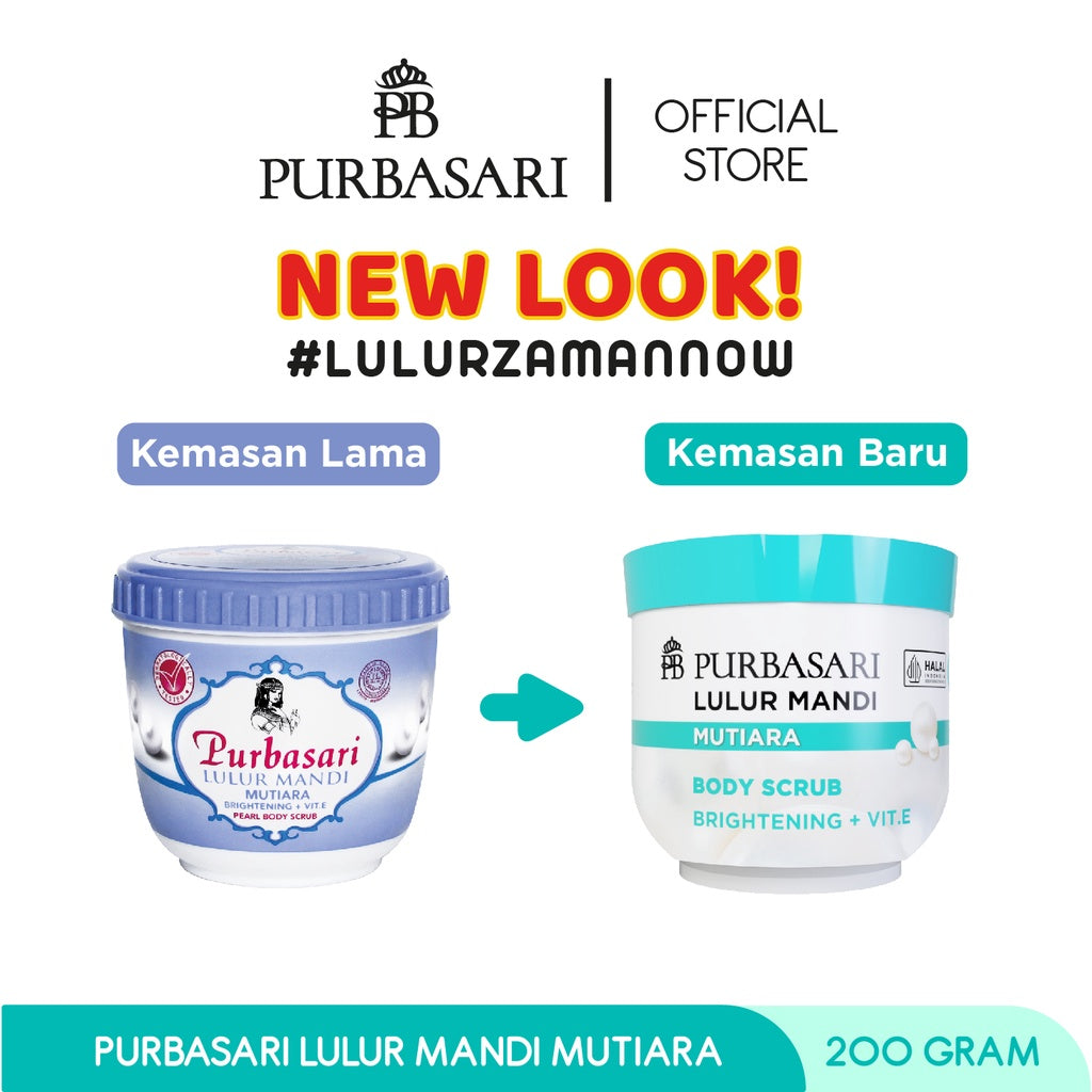 Purbasari Lulur Mandi Mutiara 200 gr / Lulur Pemutih Whitening Pencerah / Lulur pelembab kulit / Lulur Badan perontok daki / Menyamarkan flek hitam / Melembabkan / Mencerahkan