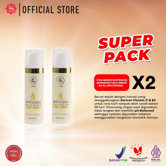 [Super Pack !!!] Viva Queen VIT C ACTIVE Whitening Advanced Face Serum with NIACINAMIDE & Vit B3- 30 ml (BRIGHTENING, WHITENING & GLOWING)- (isi 2 pcs)
