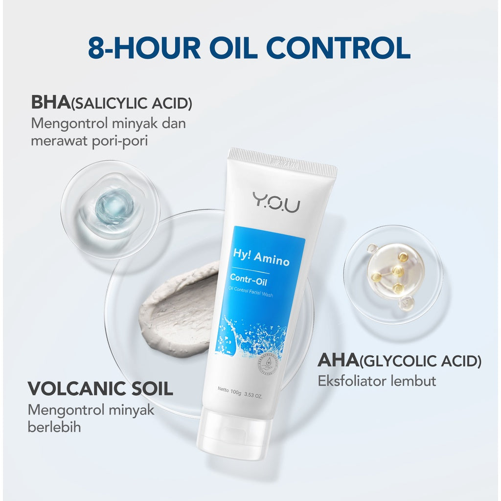 YOU Hy! Amino Facial Wash 100g Anti Acne, Hydrating, Brightening, Oil Control Sabun Cuci Muka