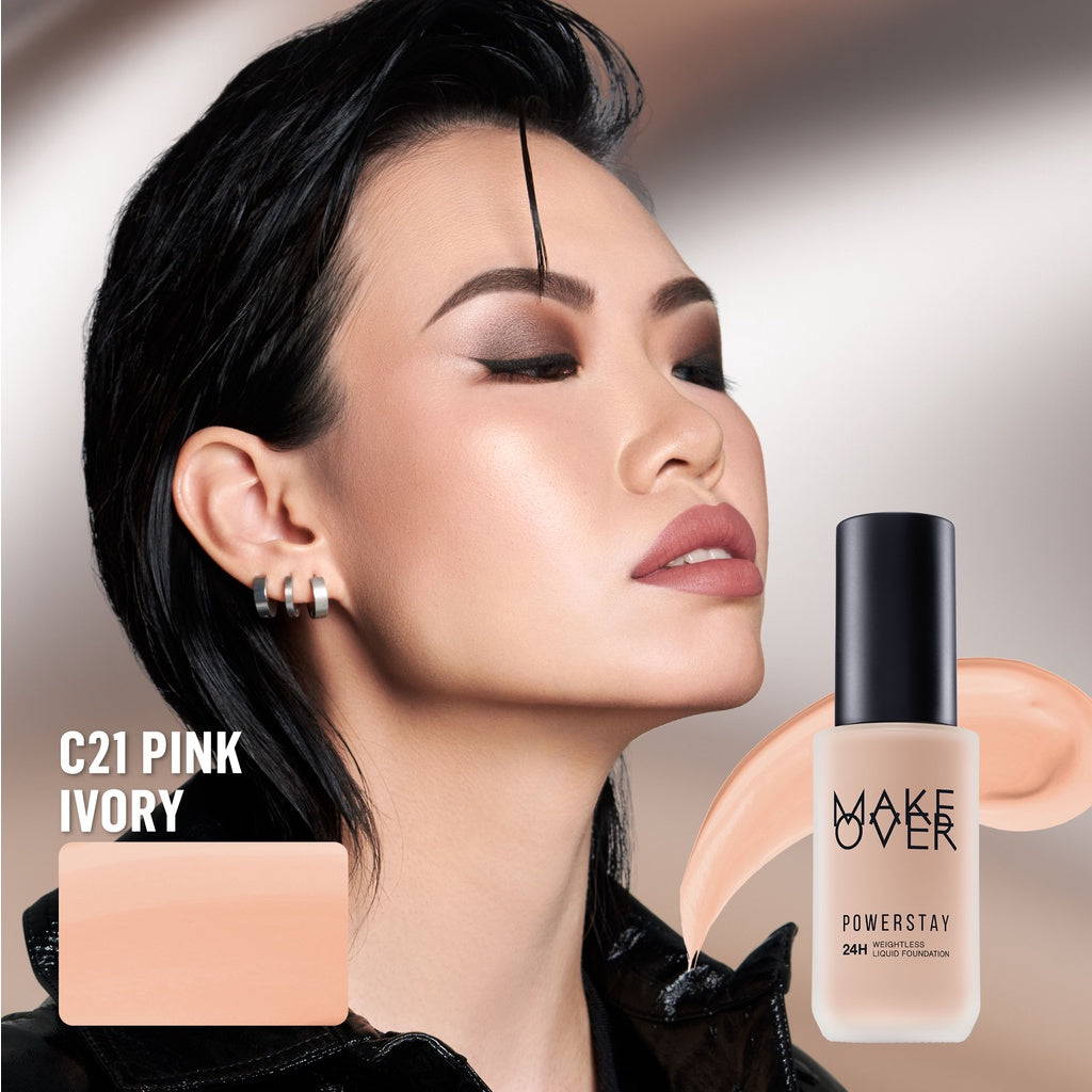 [SPECIAL 11.11] MAKE OVER Powerstay 24H Weightless Liquid Foundation - High Coverage Wajah Flawless Ringan Poreless Oil Control Make Up Tahan Lama 24 Jam BEST SELLER Somethin Time Less w Maybe Euphoria