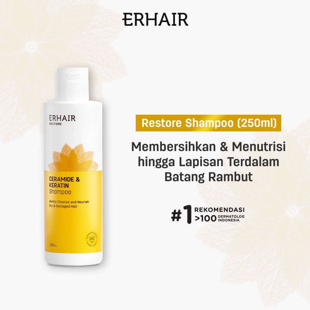 [ANTI FRIZZY] ERHAIR Restore Ceramide & Keratin Shampoo - Shampoo Rambut Kering & Rusak , Rambut berkilau, anti kusut | Ceramide & Keratin | Rambut berwarna