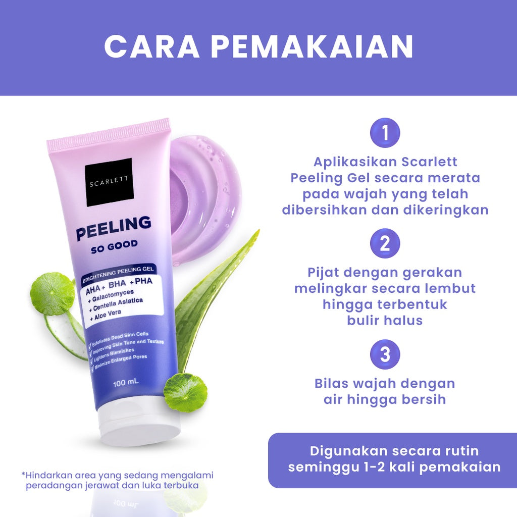 SCARLETT Peeling Gel Peeling So Good Perawatan Wajah Eksfoliasi Ringan untuk Sensitive Skin [ Scrub Wajah ]  AHA BHA PHA dan Centella Asiatica