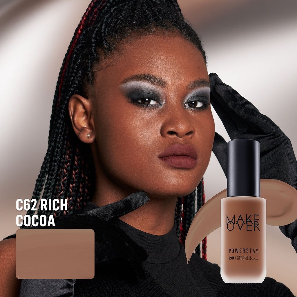 [SPECIAL 11.11] MAKE OVER Powerstay 24H Weightless Liquid Foundation - High Coverage Wajah Flawless Ringan Poreless Oil Control Make Up Tahan Lama 24 Jam BEST SELLER Somethin Time Less w Maybe Euphoria