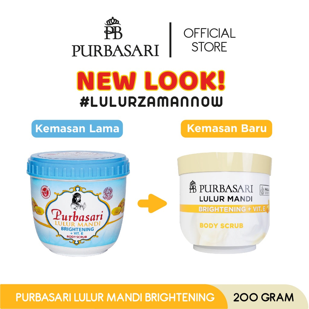Purbasari Lulur Mandi Brightening 200 gr / Lulur Pemutih Whitening Pencerah / Lulur pelembab kulit / Lulur Badan perontok daki / Menyamarkan flek hitam / Melembabkan / Mencerahkan