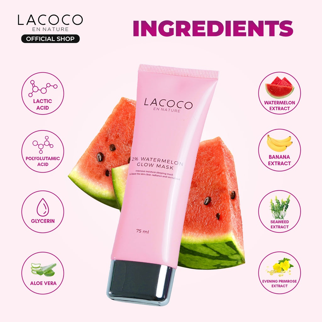 Lacoco Watermelon Glow Mask Sleeping Mask Moisturizer Cream Melembapkan Hydrating La Rose Vifa Dor Harley Skint Bynare