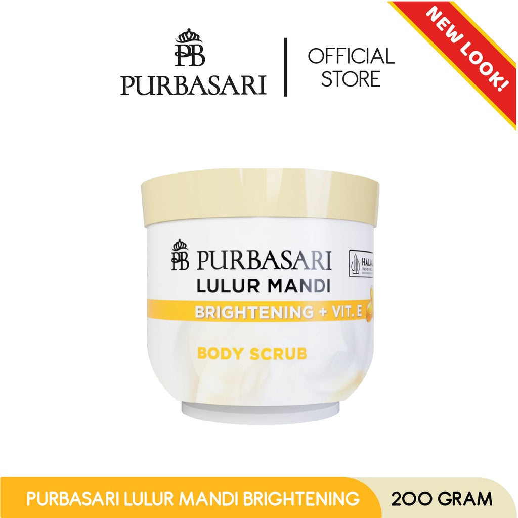 Purbasari Lulur Mandi Brightening 200 gr / Lulur Pemutih Whitening Pencerah / Lulur pelembab kulit / Lulur Badan perontok daki / Menyamarkan flek hitam / Melembabkan / Mencerahkan
