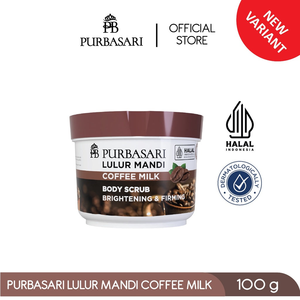 Purbasari Lulur Mandi Coffee Milk / Lulur Pemutih Whitening Pencerah / Lulur pelembab kulit / Lulur Badan perontok daki / Menyamarkan flek hitam / Melembabkan / Mencerahkan