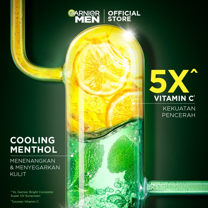GARNIER Men Turbo Bright 5x Vitamin C Super Serum Gel - 30ml Serum Mencerahkan Wajah Anti Kusam 5x Lebih Cepat