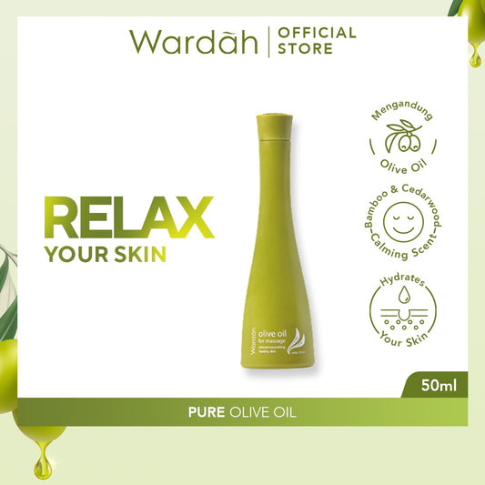 WARDAH Pure Olive Oil 50 ml - Oil Multifungsi Untuk Wajah Lembap dan Relaks - Dilengkapi dengan Bamboo dan Cedarwood - Tekstur Ringan dan Tidak Lengket - Makeup