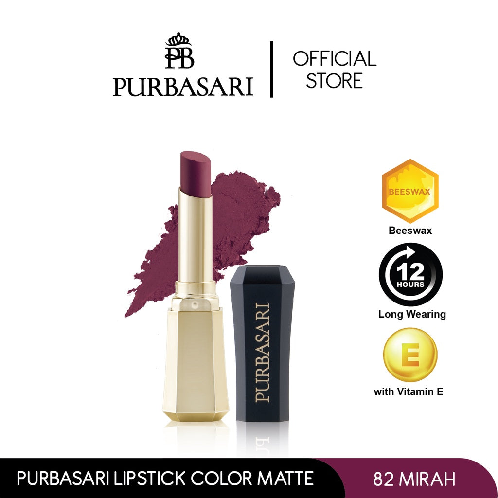 Purbasari Lipstick Color Matte Pcs/ Lipstick Matte / Lipstick tahan 12jam - Ringan dan lembut di bibir