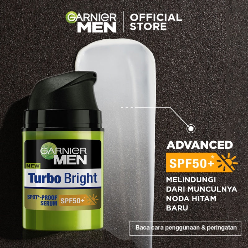 Garnier Men Turbo Bright Spot-Proof Serum SPF50+ Skin Care - 40ml |Brightening/Moisturizing/Sun Protection