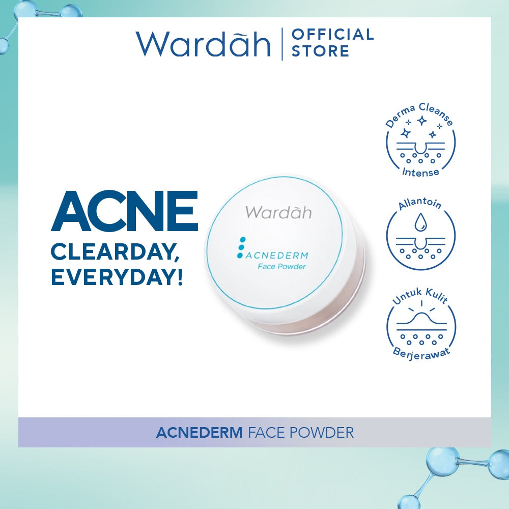 WARDAH Acnederm Face Powder 20 gr - Bedak Tabur Translucent Untuk Kulit Berjerawat - Formula Ringan dengan Hasil Akhir Matte dan Cerah - Oil Control
