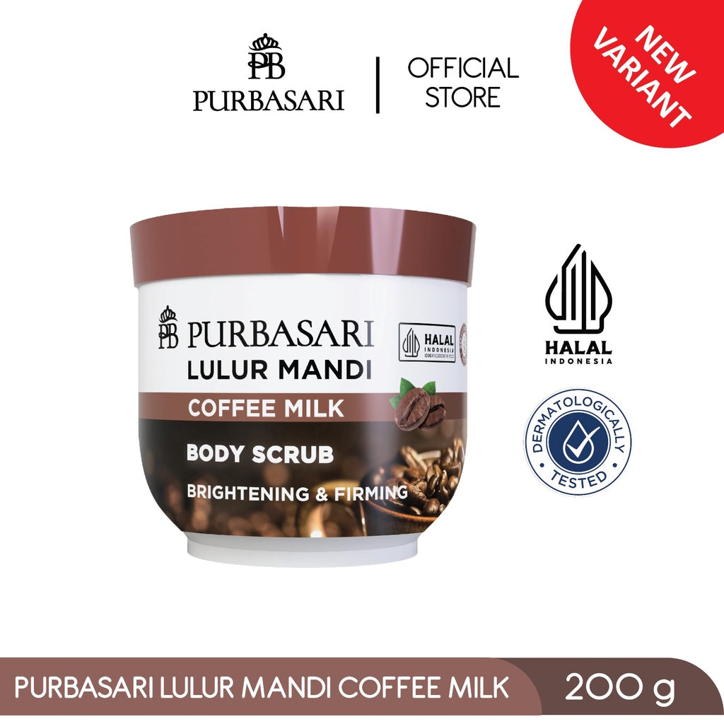 Purbasari Lulur Mandi Coffee Milk / Lulur Pemutih Whitening Pencerah / Lulur pelembab kulit / Lulur Badan perontok daki / Menyamarkan flek hitam / Melembabkan / Mencerahkan