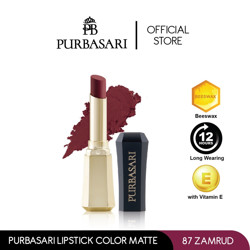 Purbasari Lipstick Color Matte Pcs/ Lipstick Matte / Lipstick tahan 12jam - Ringan dan lembut di bibir