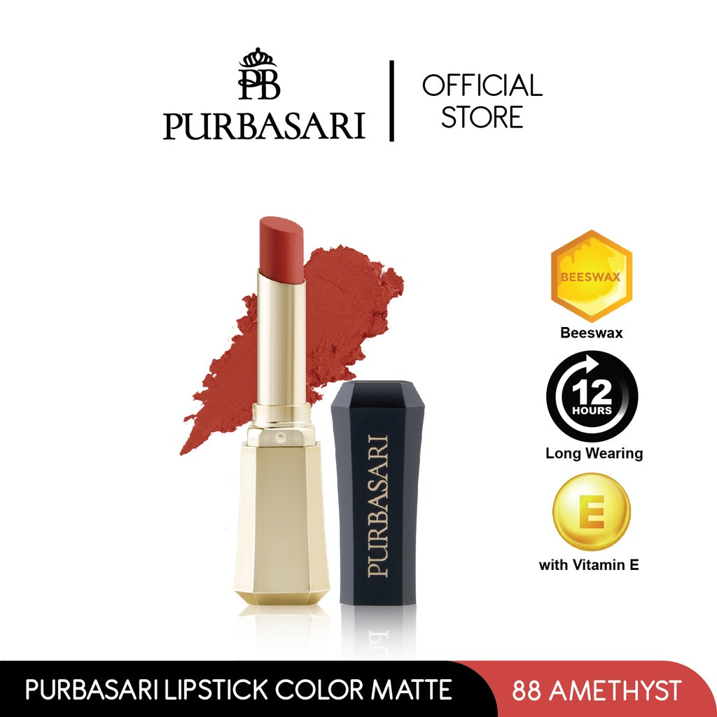 Purbasari Lipstick Color Matte Pcs/ Lipstick Matte / Lipstick tahan 12jam - Ringan dan lembut di bibir