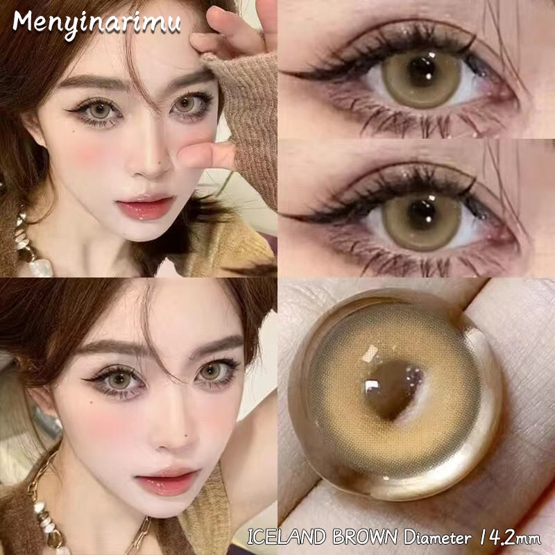 Eyeshare Iceland Brown 1Pasang 14.2mm Lensa Kontak Soflens Warna softlense