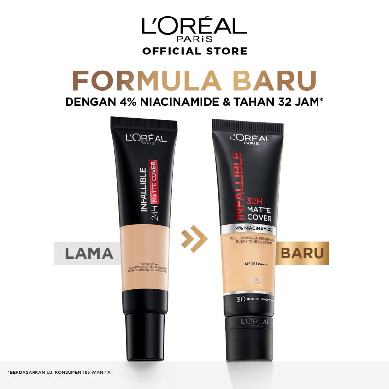 L’Oreal Paris Infallible 32 Hr Matte Cover Liquid Foundation - 30ml (Make Up Loreal Natural Tahan 32 Jam)