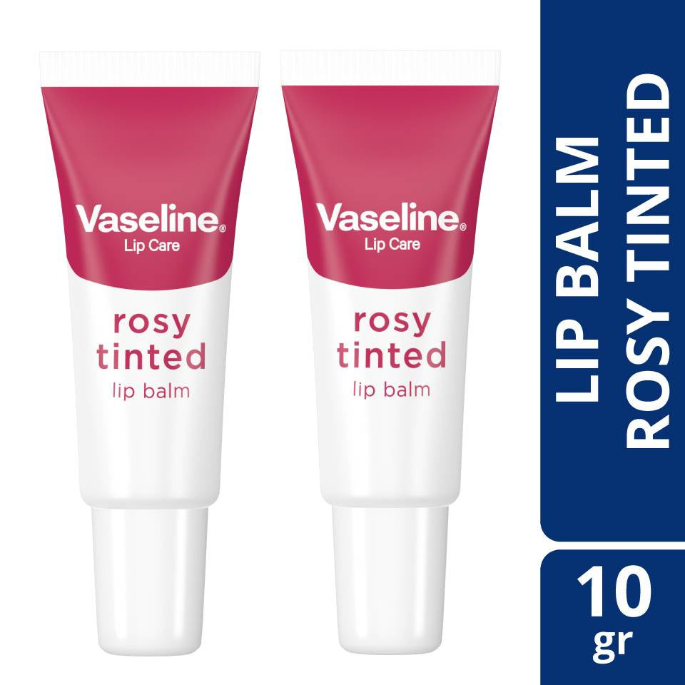 [Twinpack] Vaseline Lip Care ROSY Tinted Lip Balm Tube 10gr (2 pcs) - Pelembab Bibir