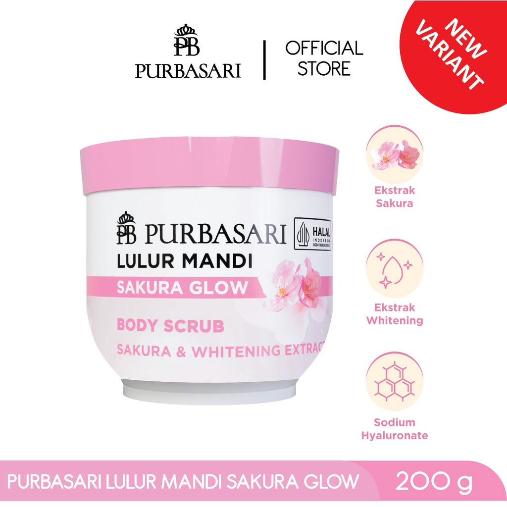 Purbasari Lulur Mandi Sakura Glow / Body Scrub - Mencerahkan - Melembabkan - menyamarkan flek hitam