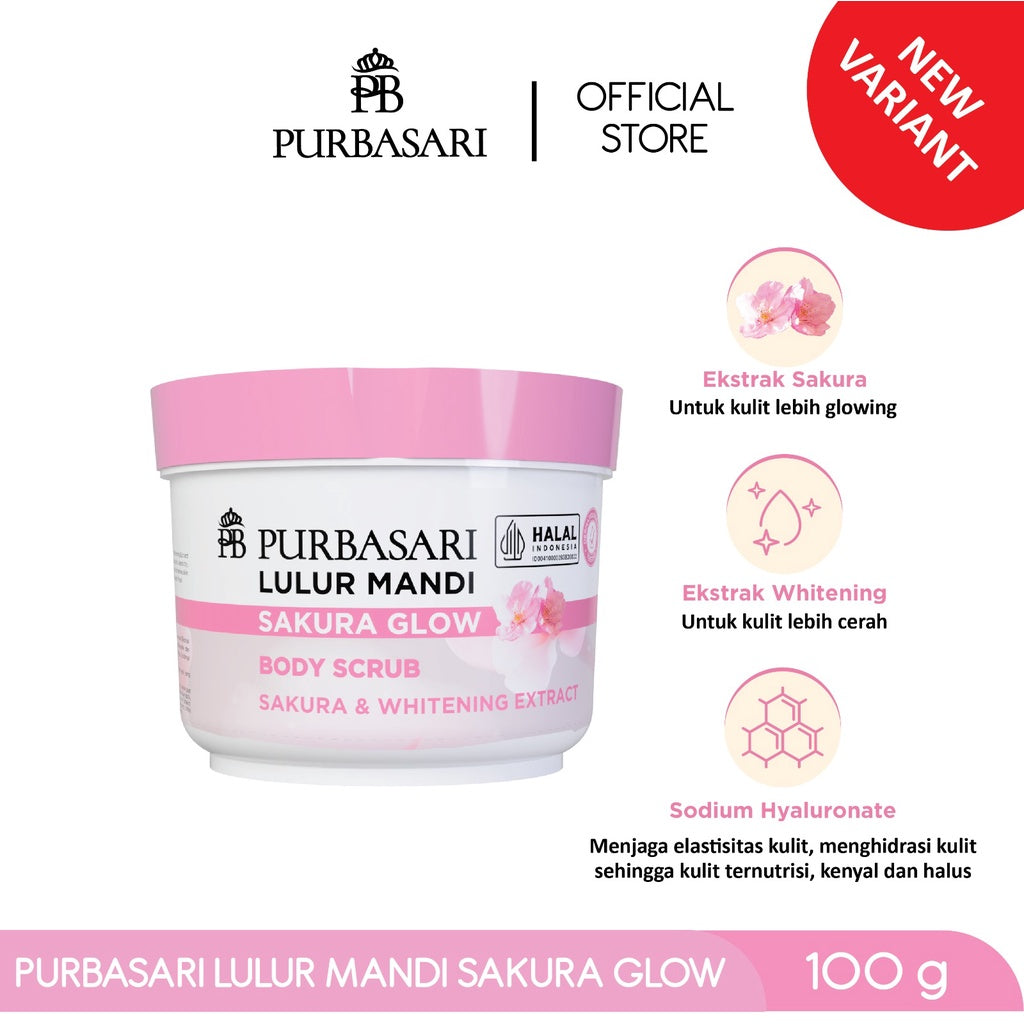 Purbasari Lulur Mandi Sakura Glow / Body Scrub - Mencerahkan - Melembabkan - menyamarkan flek hitam