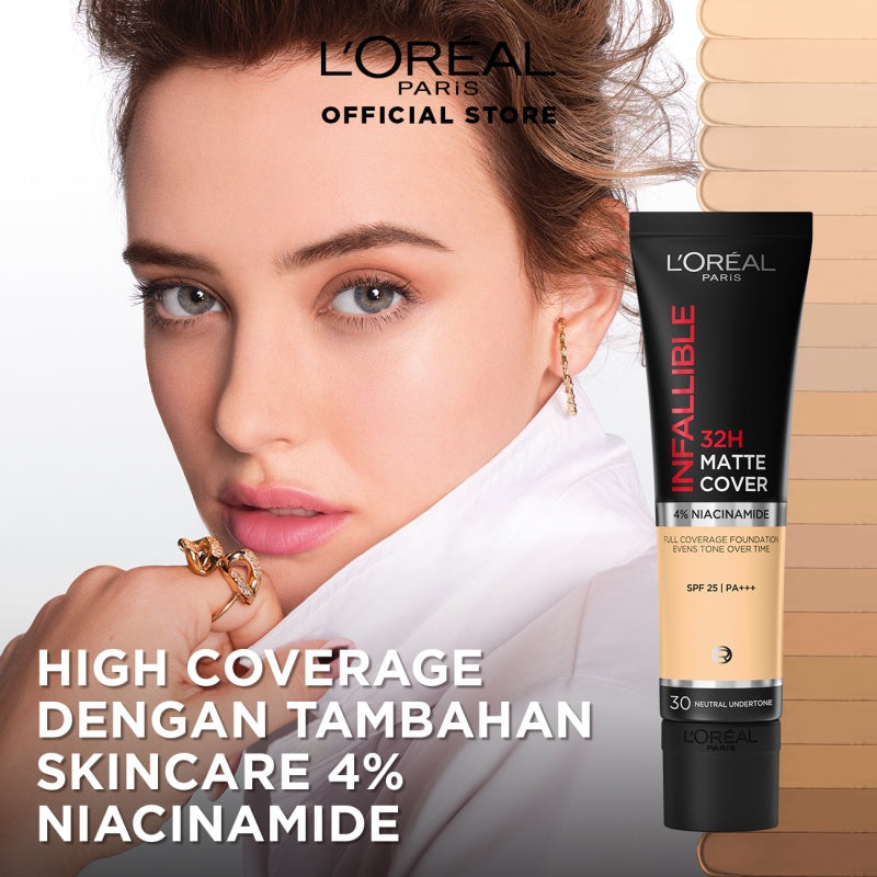 L’Oreal Paris Infallible 32 Hr Matte Cover Liquid Foundation - 30ml (Make Up Loreal Natural Tahan 32 Jam)