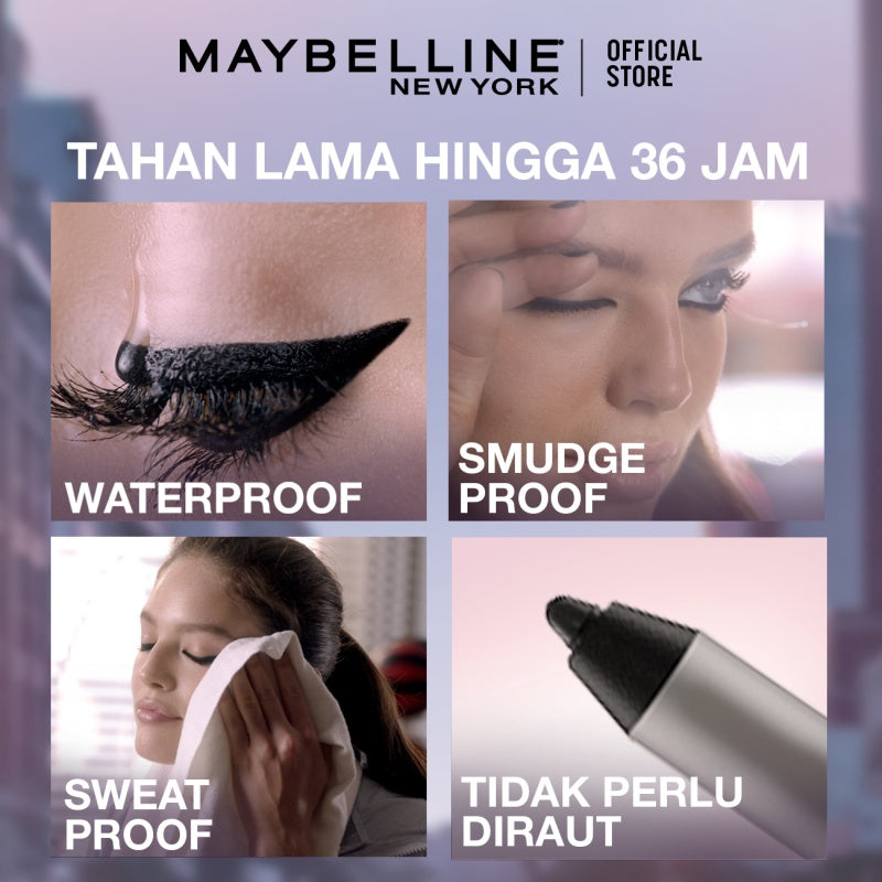MAYBELLINE OFFICIAL Line Tattoo Crayon Pen Liner - Eyeliner Makeup Black Waterproof Tahan Air Long Lasting