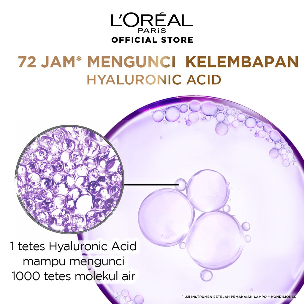 (PAKET HEMAT ISI 2) L’Oreal Paris ELSEVE Hyaluron Moisture Shampoo - 280 ml (Hyaluronic Acid 72 Jam Mengunci Hidrasi Rambut)