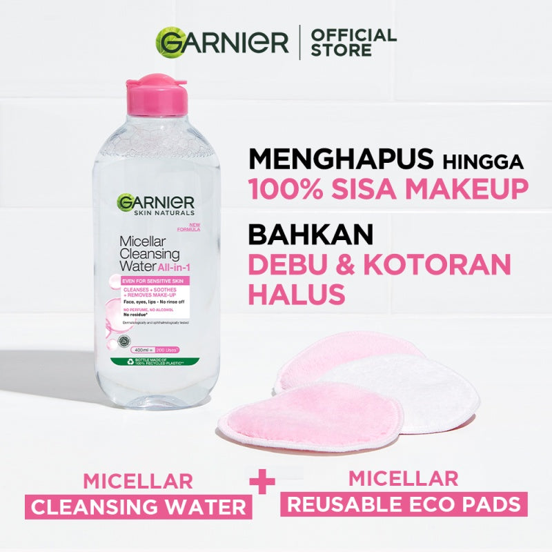 GARNIER Micellar Water Pink Skin Care 125ml Skincare Cleansing - Pembersih Wajah & Make up untuk Kulit Sensitif Micellar Cleansing Water