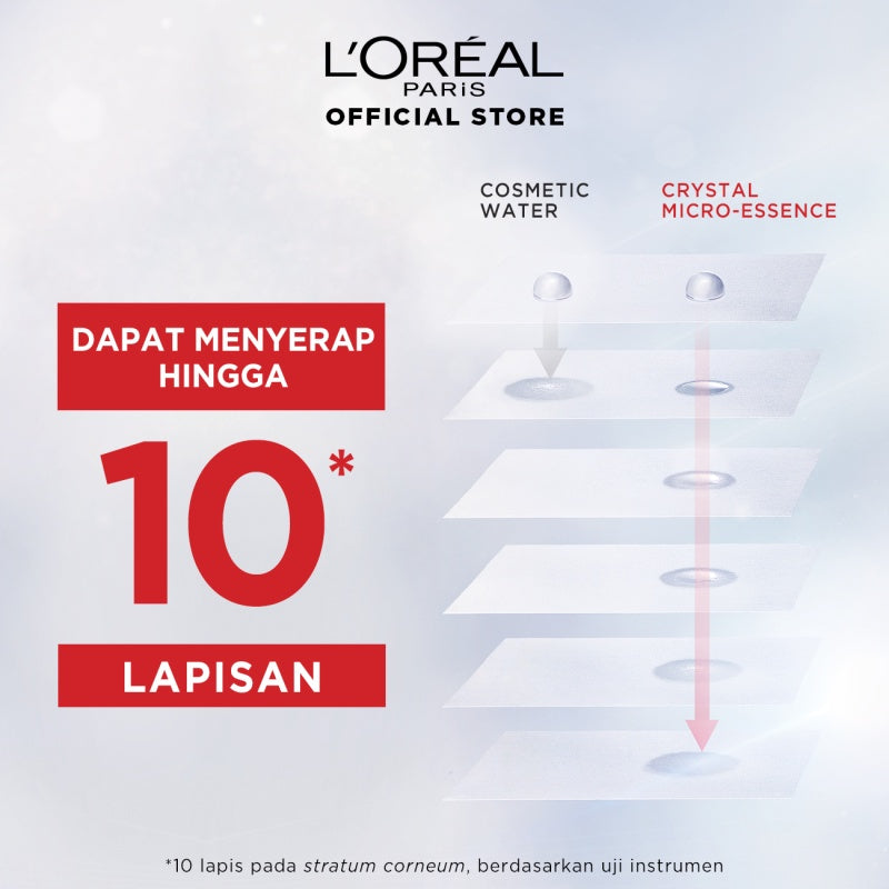 L'Oreal Paris Revitalift Crystal Micro-Essence Serum Water Skincare 65ML - Mencerahkan dan Mengencangkan Kulit  Kulit kusam, Garis halus, Kerutan wajah, skin barrier   Anti aging skincare, brightening serum, anti aging serum